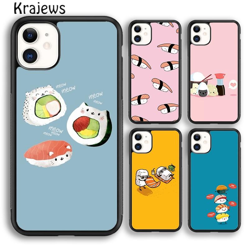 Krajews Kawaii Sushi Pattern Phone Case Cover For iPhone 17 Air 16 15 14 plus 11 12 13 pro max coque Shell Fundas