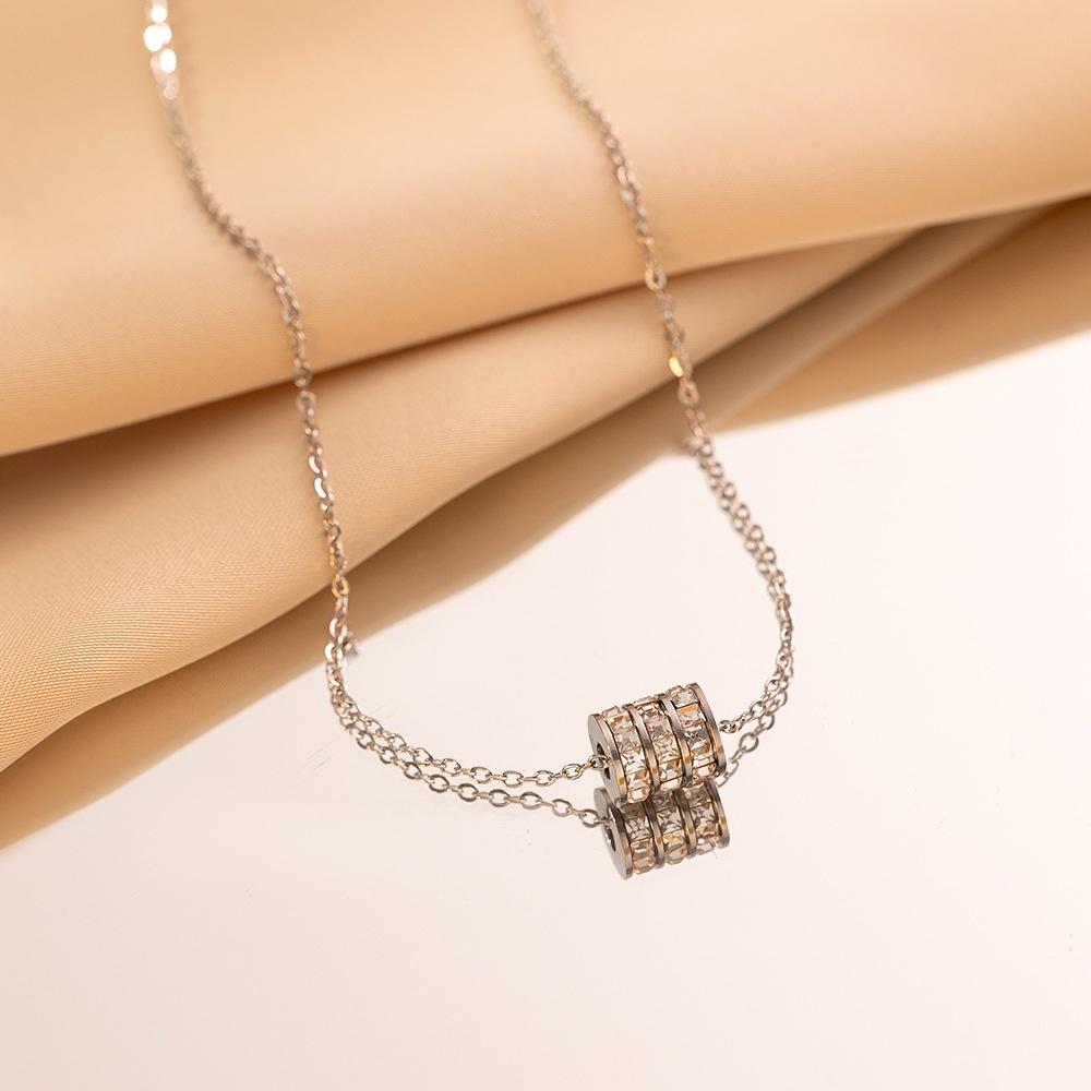 Stainless Steel Waterproof Gold-Plated Small Waist Pendant Necklace for Women Fashion Temperament Zircon Clavicle Chain Jewelry