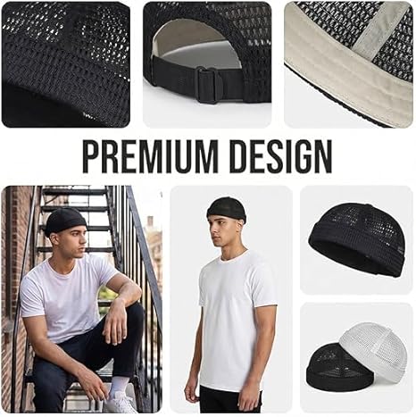 Men’s Breathable Brimless Docker Hat 2026 New Summer Style Mesh Tang Beanie Adjustable Lightweight Ultra Cooling Skull Mesh Skull Cap Casual Unisex