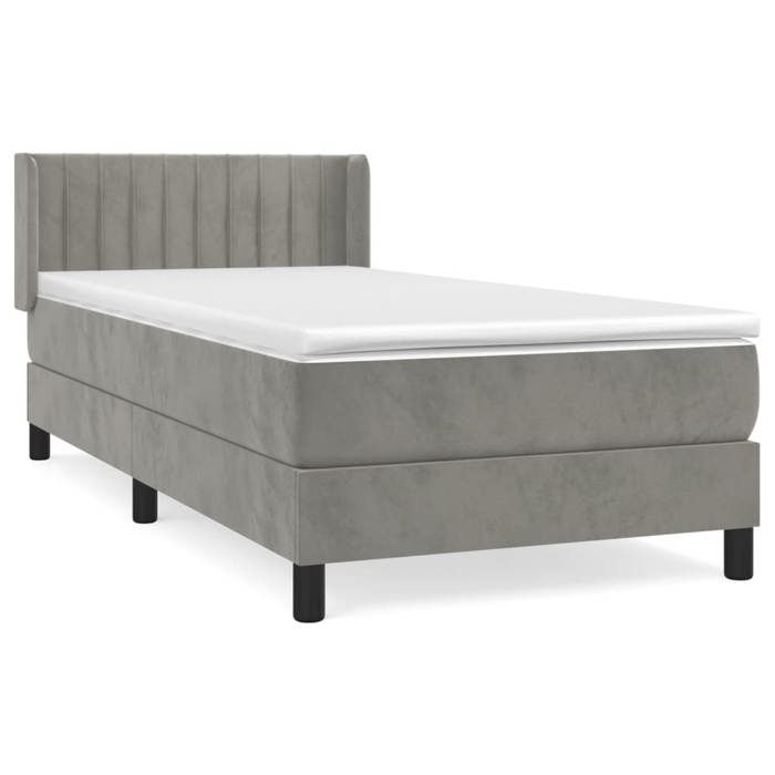 Maison Exclusive - Sommier à lattes de lit et matelas Gris clair 90x200 cm Velours