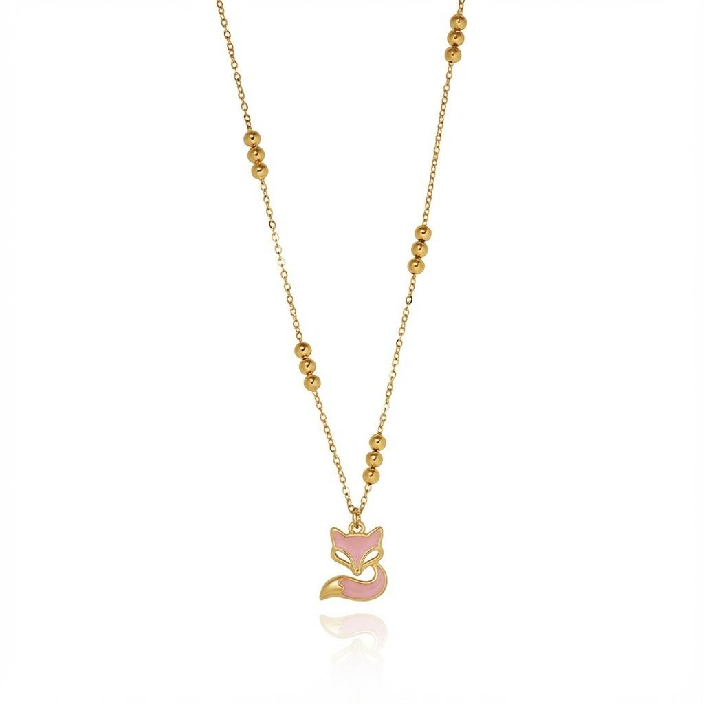 Personalized Necklace Animal Dripping Oil Fox Rabbit Sheep Pendant Gold Necklace Electroplating Color Retention