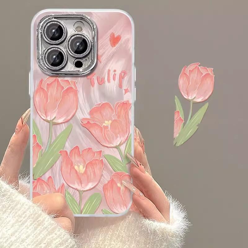 Tulip for iPhone16Pro Mobile Phone Case 15promax Apple 14 Feather Case 13 Women 1211