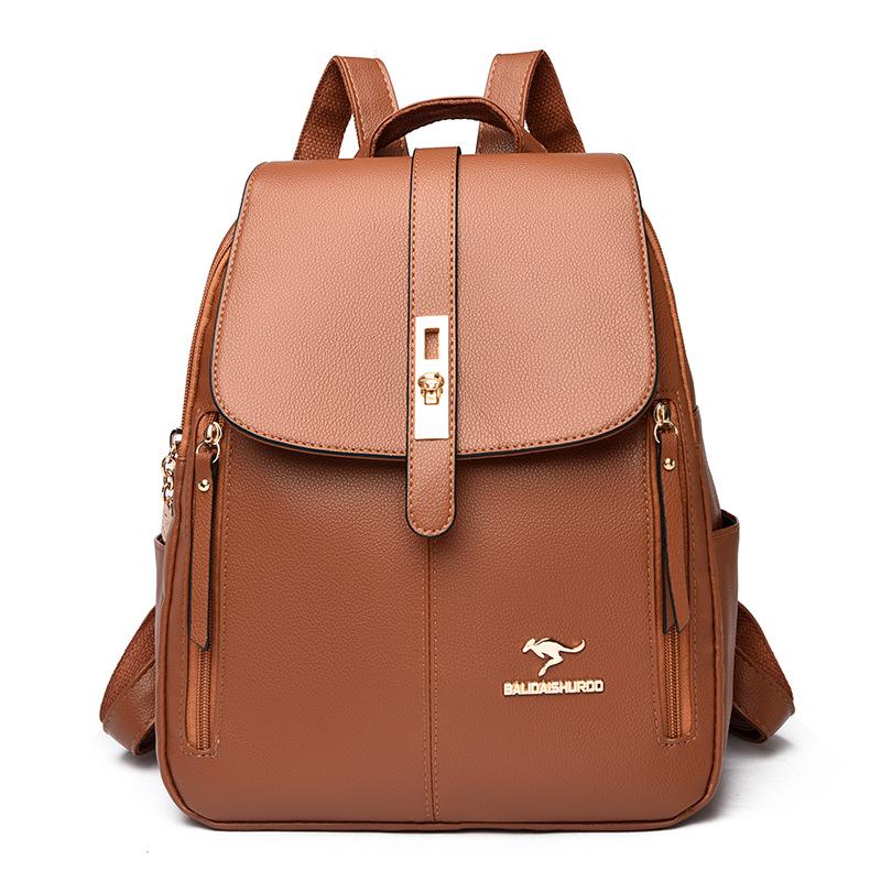 2025 Women's Versatile Korean Style Soft Leather Backpack - Large Capacity, Simple Design