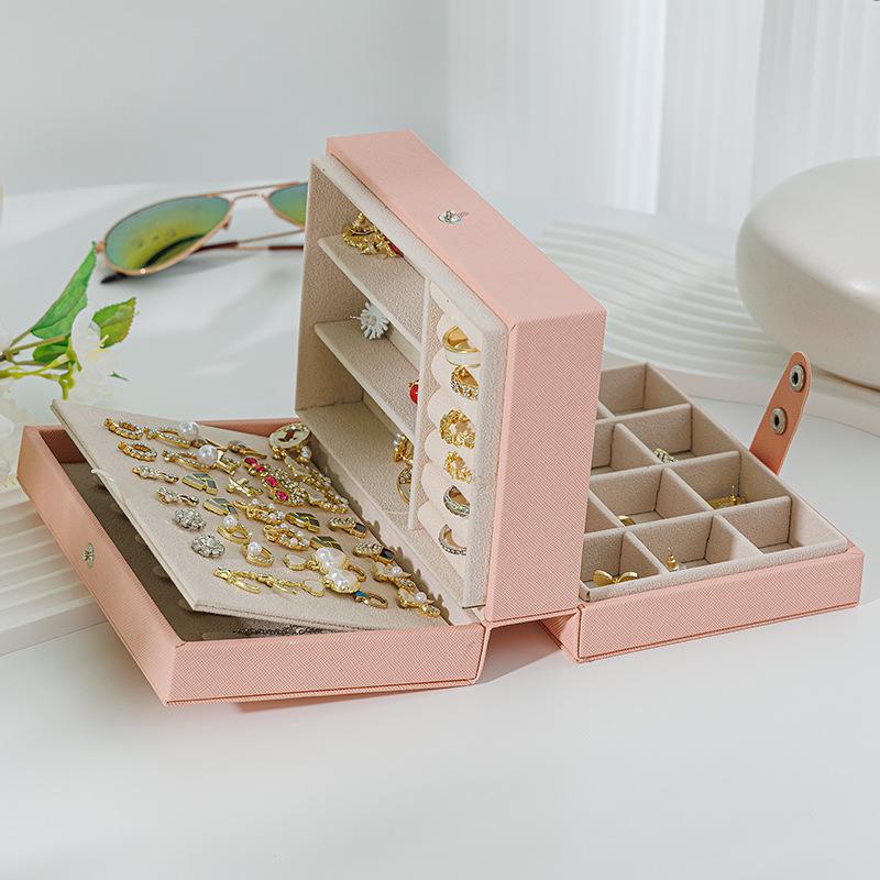 Compact Three-Layer Jewelry Box for Necklaces, Rings, and Earrings