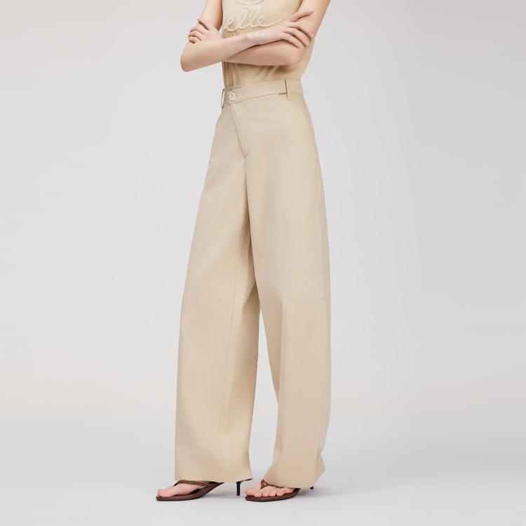 ELLE Versatile Design Mid-Rise Thin Straight Casual Pants Women Bottoms Khaki EK51129