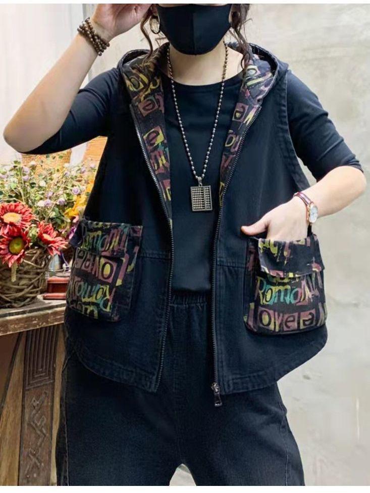 

Женский облегающий джинсовый жилет с контрастной строчкой в корейском стиле 2025 года S (80-100 lbs)