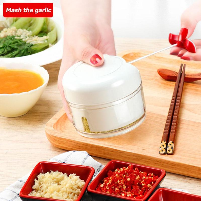 Manual Food Chopper Mini Garlic Chopper Slicer Handheld Pull String Press Mincer Tool