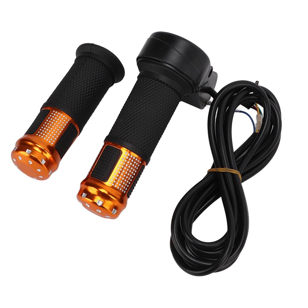 1Pair Thumb Throttle Grip Routine Twist Throttle Handle Grip with Keys for Electric Scooter BikeGold