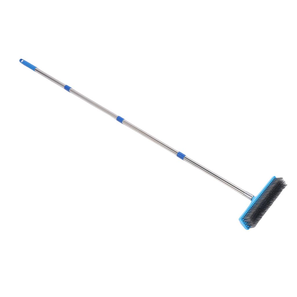 30cm Heavy Duty Steel Wire Broom Stainless Steel Telescopic Handle Outdoor Floor Scrub Brush 160cm   62.99in