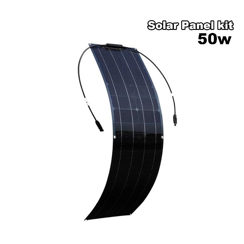 Pannello Solare 50W/100W Monocristallino Flessibile Kit Pannello Solare Sistema Caricabatterie