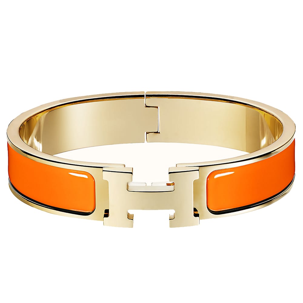 Hermes Clic H Bangles Unisex Orange Gold H700001F8APM