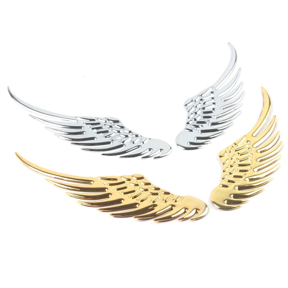 Car Auto Motorcycle Body Sticker 3D Eagle Angel Wings Badge Style Metal Aluminum Decals Silver/Gold Exterior Accessories