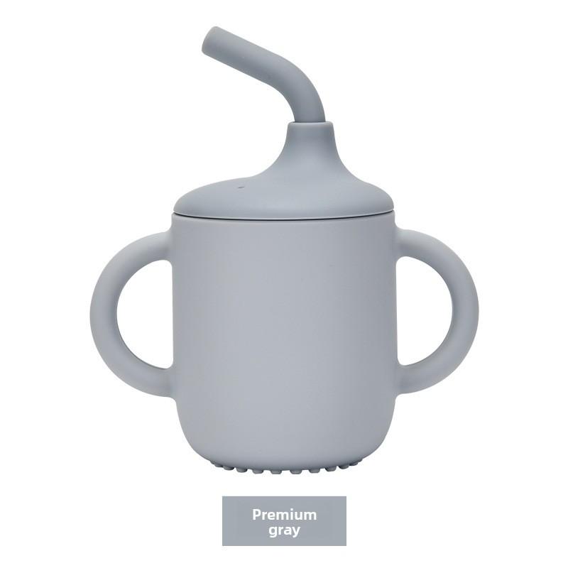 Children's Learning Drinking with Lid with Handle Drop-proof Baby Straw Mug