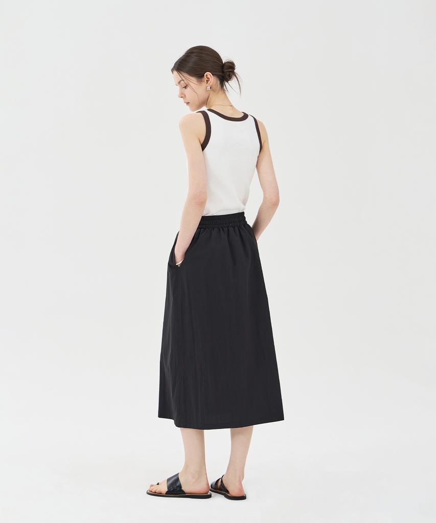 Pin Black Drawstring Banding Skirt Black