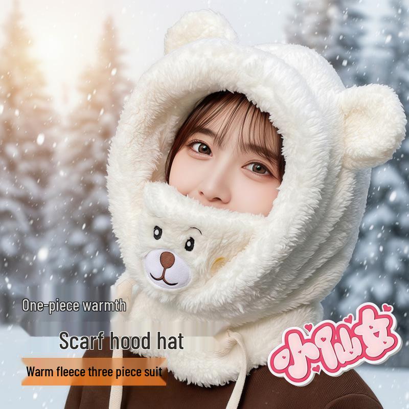 Women's Warm Bear Hat: Pullover, Scarf, and Mask Combo for Cycling & Cold Weather Protection