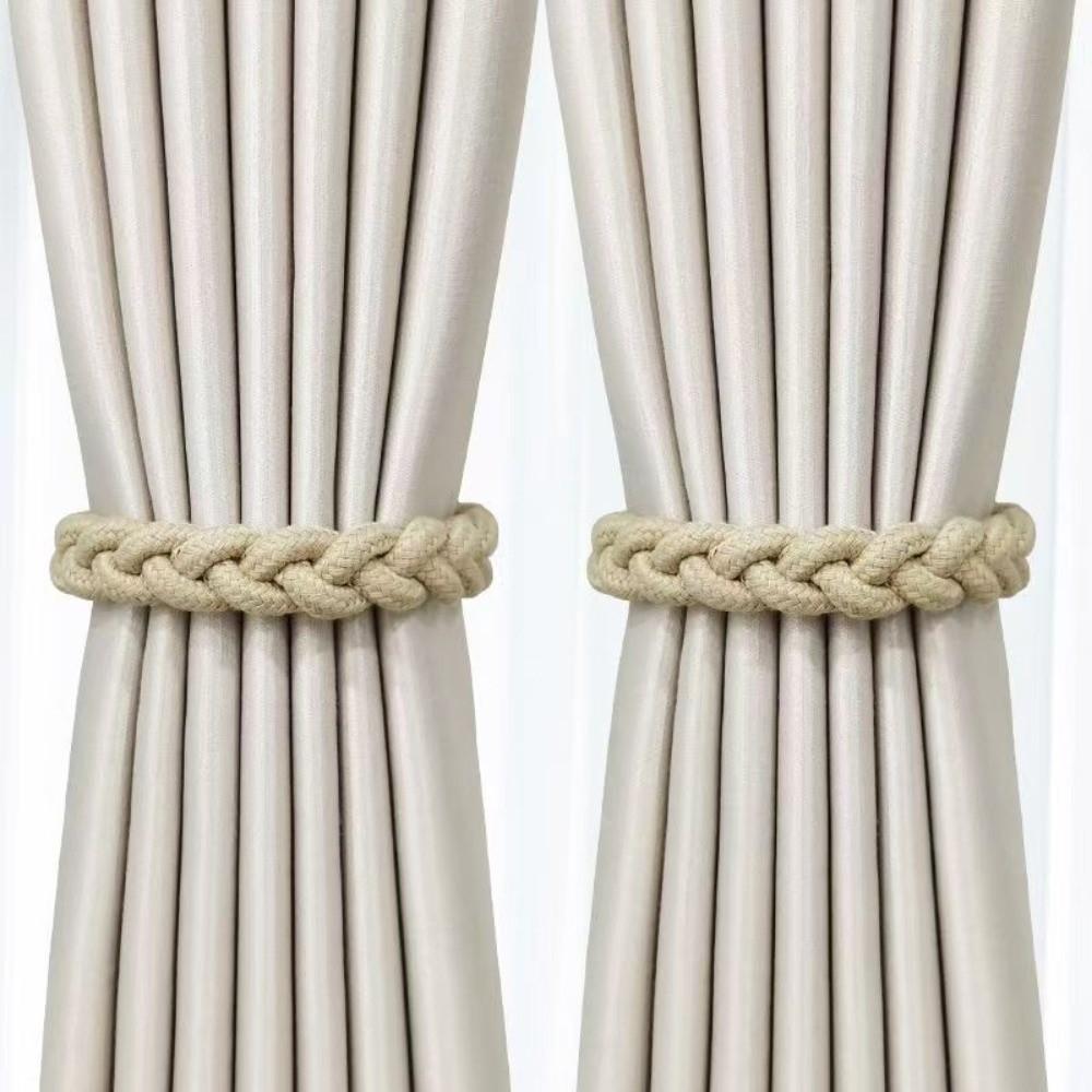 1 Pair Boho Style Braid Curtain Straps Fashion Curtain Buckle Magnetic Curtain Tieback Decoration