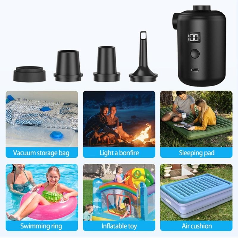 Double Motor Outdoor Air Pumps Compacts Light Weight Camping Light Hook For Inflatable Mattress Pool Rafts