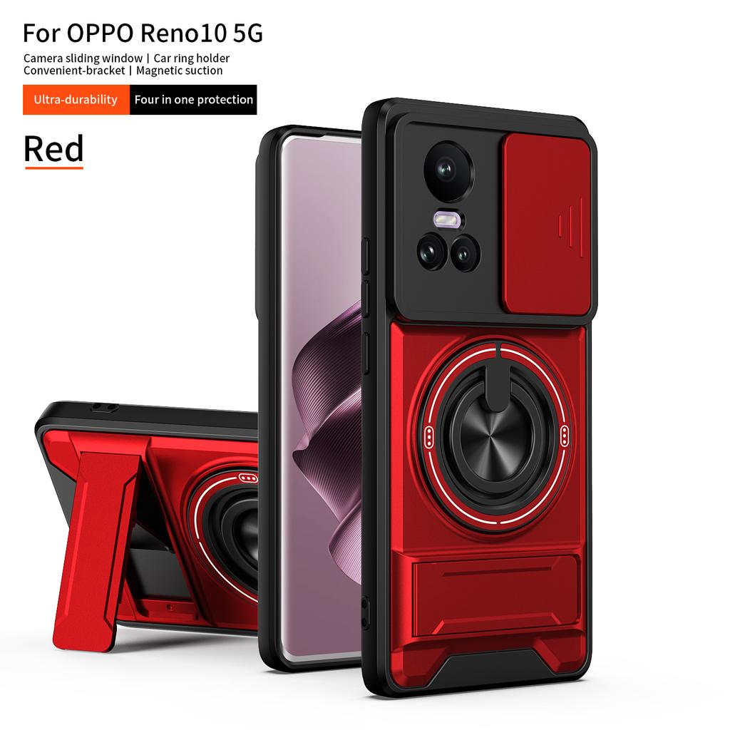 Für OPPO Reno 10 Hülle Oppo Reno10 Pro 5G Cover Handyhülle Magsafe Magnetischer Klapphalter Militärische Panzerung Kamera Schutzhülle