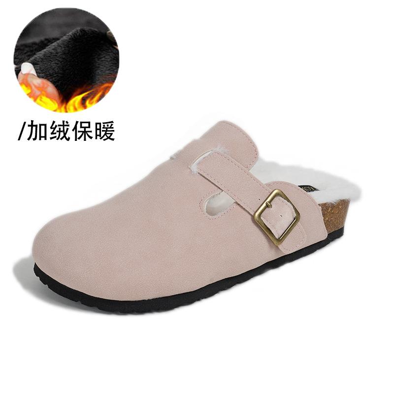 

Yixinda супер хорошая версия~ круглая сумка голова кожаная пряжка с повседневными шлепанцами на толстой подошве женские полушлепанцы 43