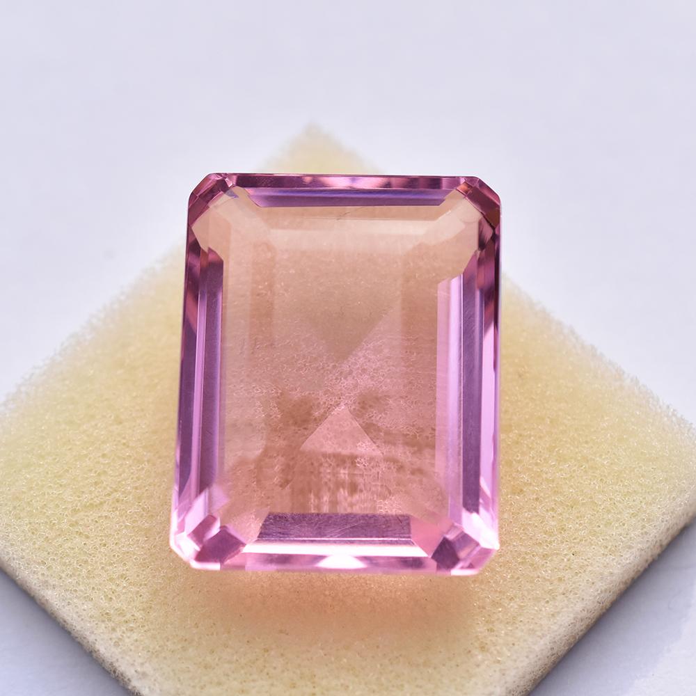 CERTIFIED 105 Ct Emerald Cut NATURAL Pink Topaz Loose Gemstone FREE Delivery