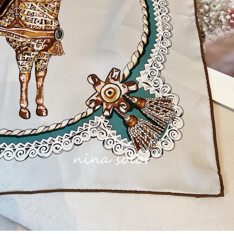 NINA SOLOR Pumpkin Carriage Twilled Silk Scarf