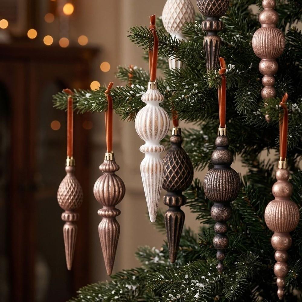 Plastic Christmas Tree Icicle Hanging Baubles Antique Style Xmas Balls Hanging Pendants  New Year