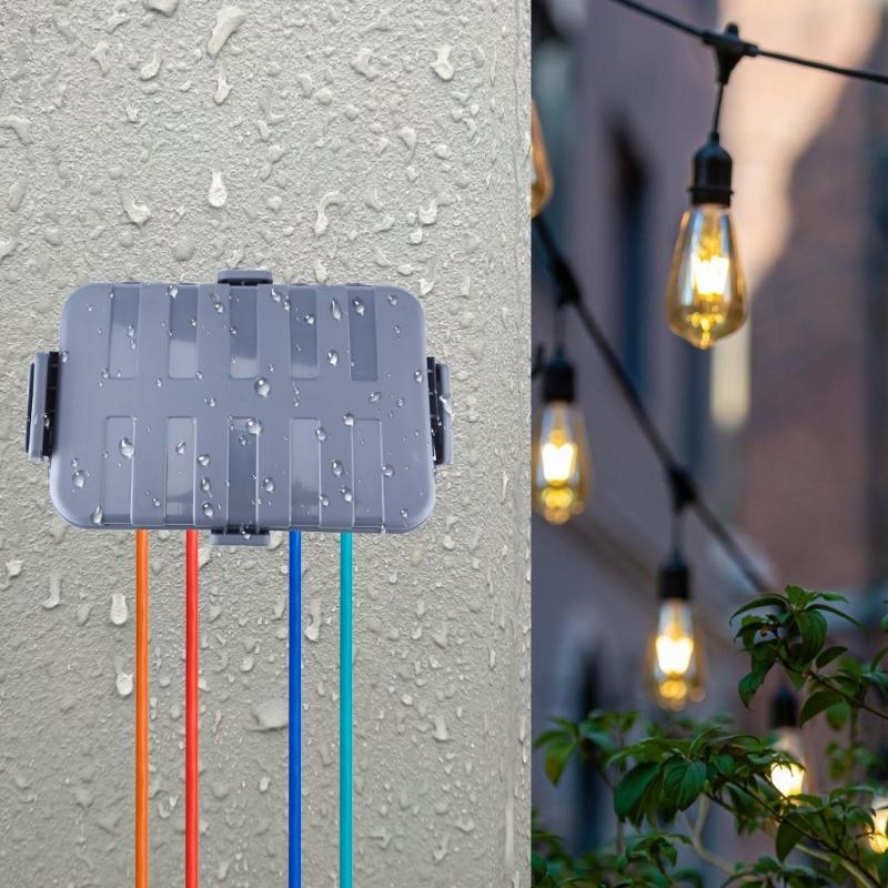 Outdoor Power Connection Box with Clear Lid Weatherproof Outdoor Cable Safety Box Portable Box for Timers & Plugs