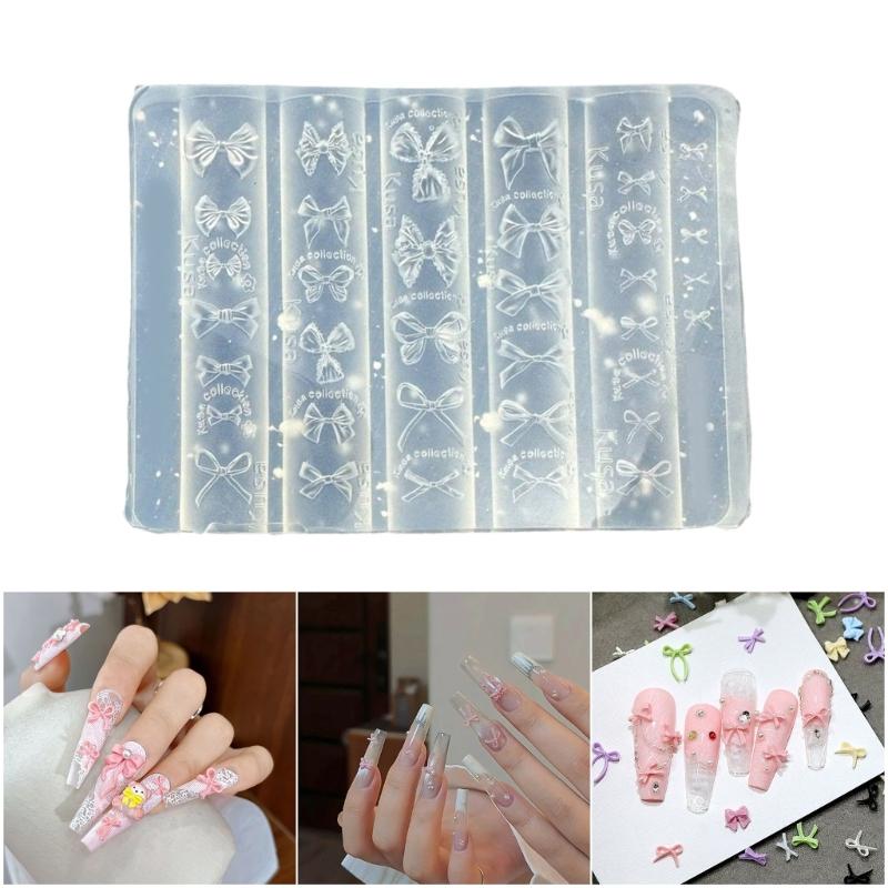 Easy Cleaning Bowknot Nail Art Silicone Mold Flexible Reusable Manicure Nail Charm Mold For DIY Nail Decorations