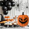 Celebratory Handcrafted Spume Pumpkin Decoration With Slanted Head And Mysterious Mood Lighting