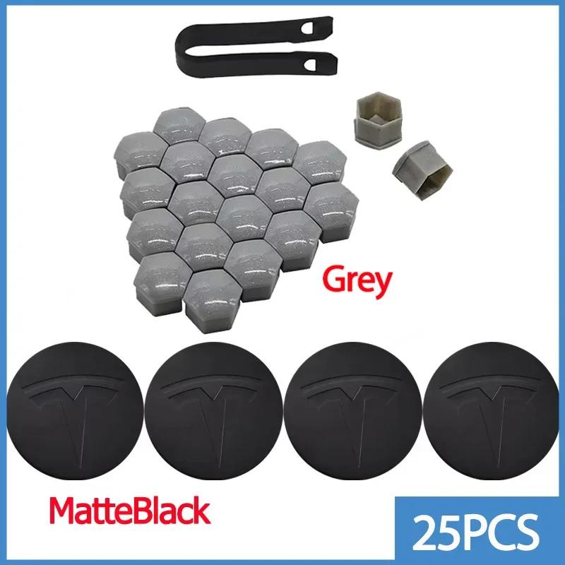 25pcs 29pcs 56mm Matte Black Car Wheel Center Hub Caps for Tesla Model 3 Y S X Tire Lug Nut Protective Covers Styling Decoration