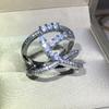 Creative Wrap-around Zircon Ring  Sterling Silver Interwoven Geometric Ring Ladies Birthday Christmas Jewelry Gift