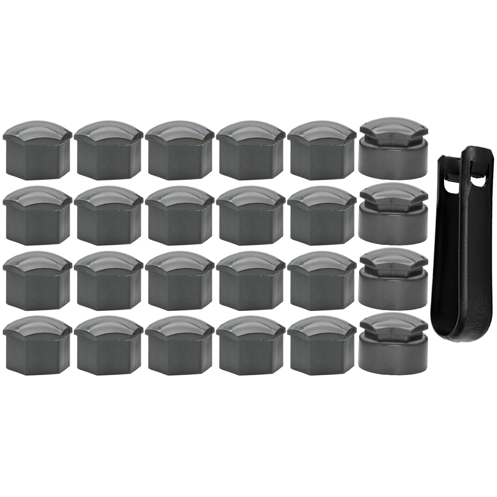 

XUKEY Крышка гайки колеса автомобиля, колпачок гайки, колпачок гайки, стопорная гайка, защита гайки колеса, серый, 17 мм, универсальный набор из 24 штук с инструментами