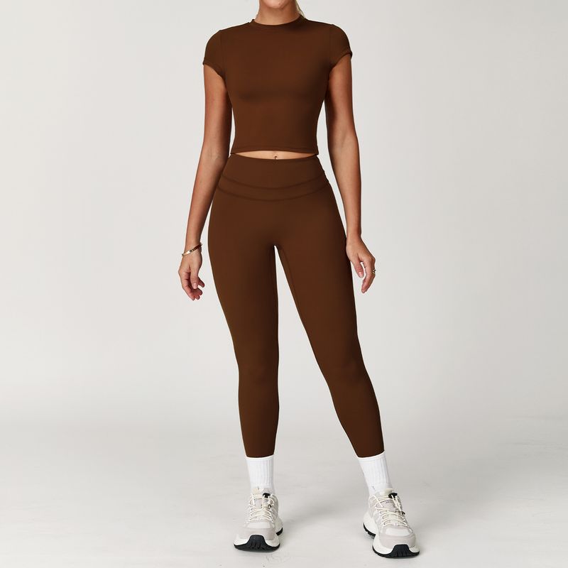 Guangzhou Zechuang Clothing Co., Ltd. Brushed Tight Back Yoga Suit Stretch High Waist Workout Clothes for Women Running