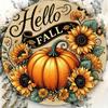 Tin Sign Fall Vintage Hello Fall Metal Poster, Farmhouse Wall Art 8x8 Inch