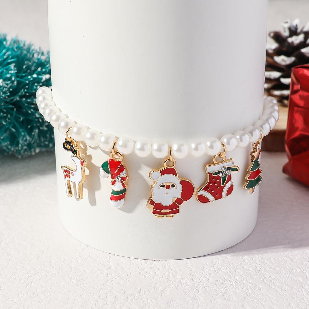 Europäische & Amerikanische Weihnachts-Nikolaus-Rentier-Anhänger-Halskette - Niedlich & Luxuriös