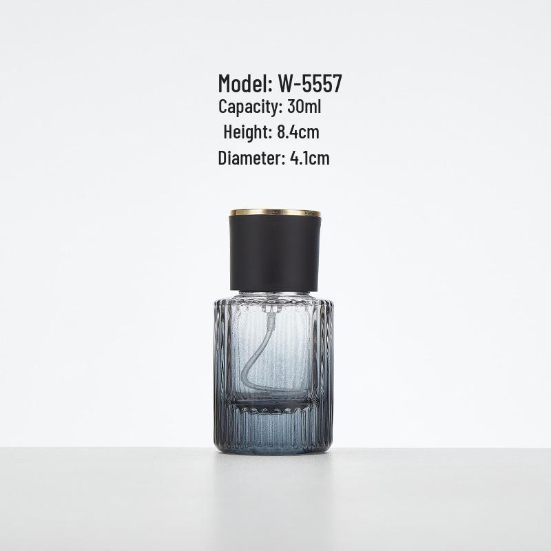 Vertical Gradient Stripe Glass Perfume Bottle - Aesthetic Spray Decanter for Essential Oils and Cosmetics