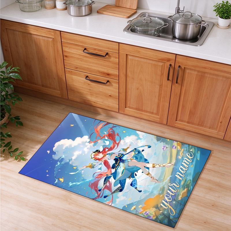 Genshin Customizable name kitchen floor mat easy to clean and wipe down Suitable for kitchens living rooms and entryways—a perfec