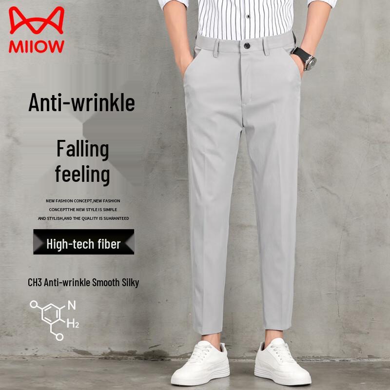 MaoRen Men s Warm Fleece-Lined Straight-Leg Business Casual Trousers 30