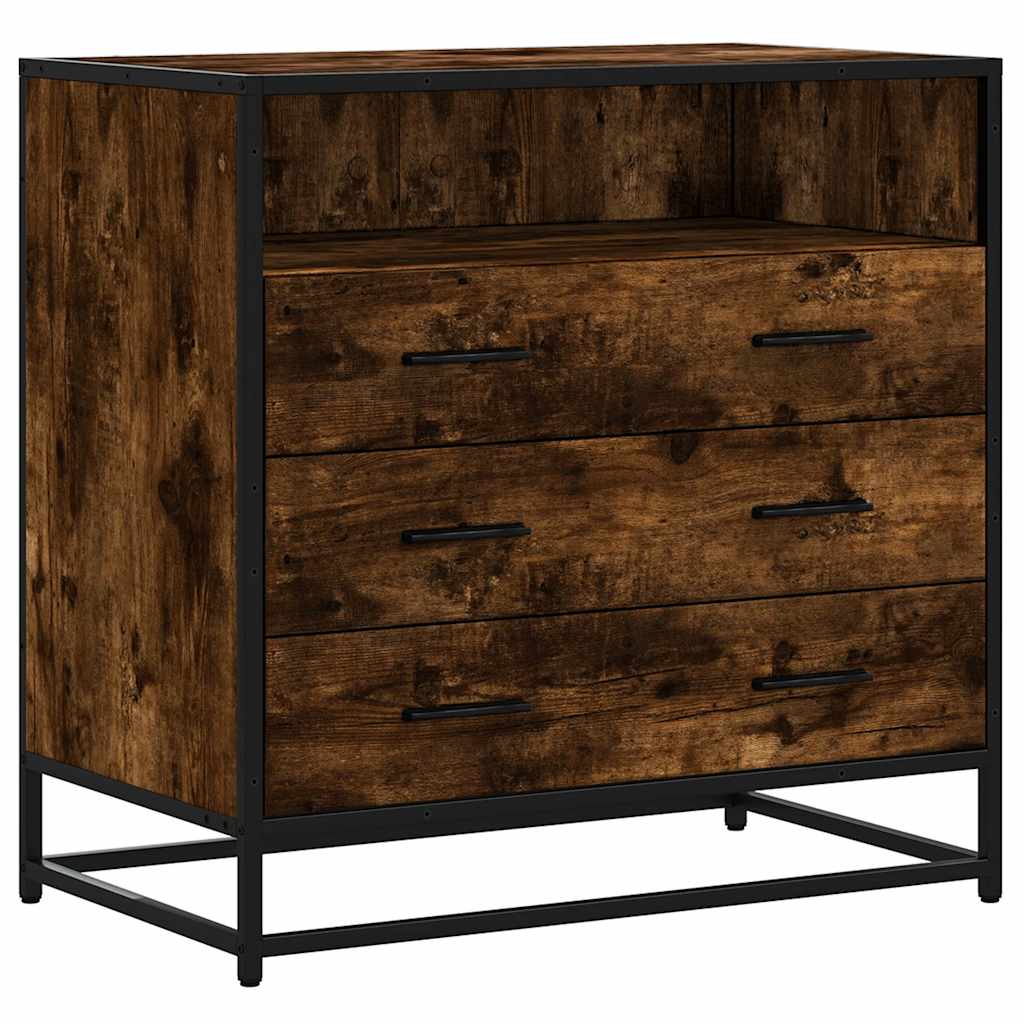 Smoke Oak Drawer Cabinet 70 X 41 X 70 Cm Engineered Wood