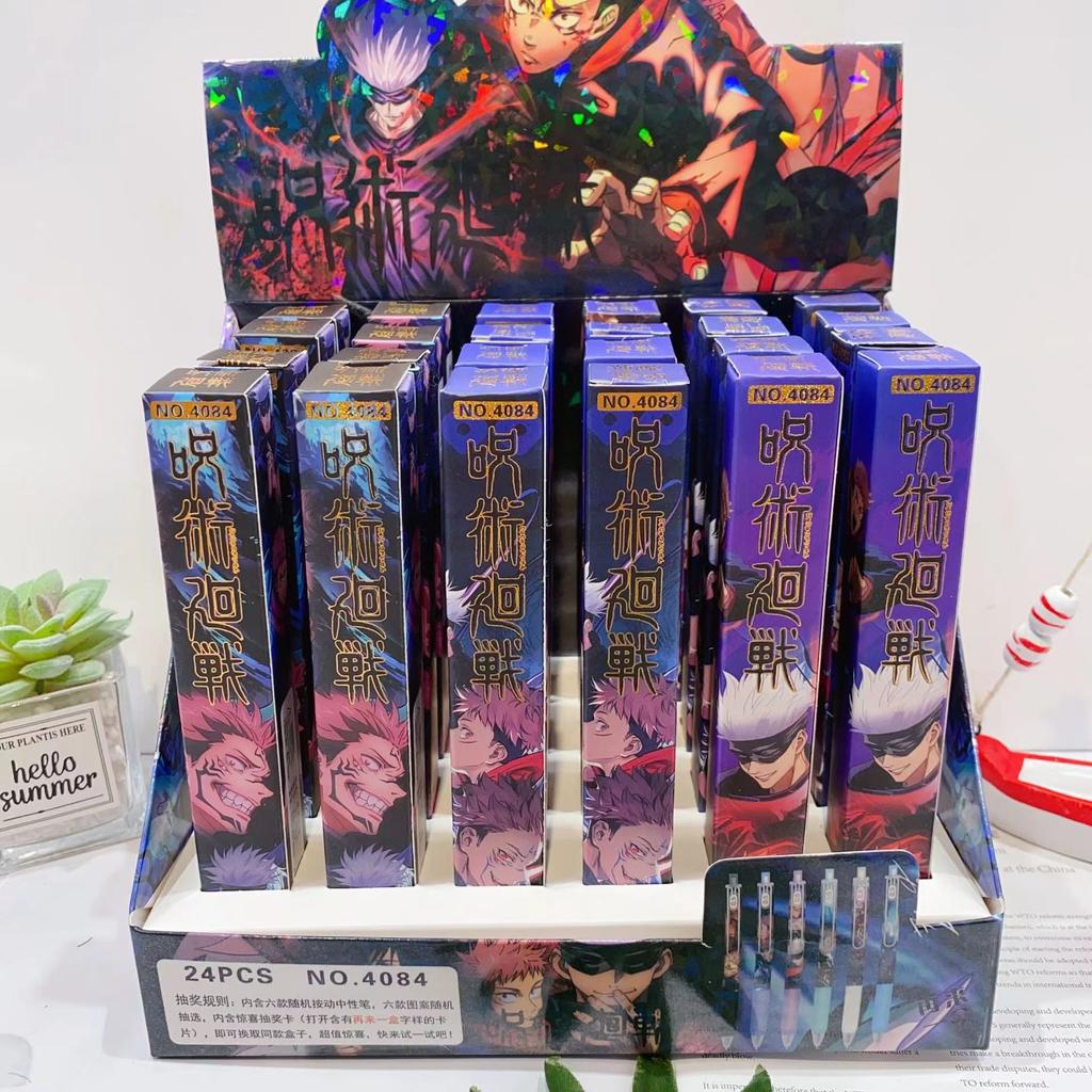 Random 6 Pcs Anime Gel Pen Cartoon Ballpoint Pen Cute Stationary Supplies Back To School Birthday Gift