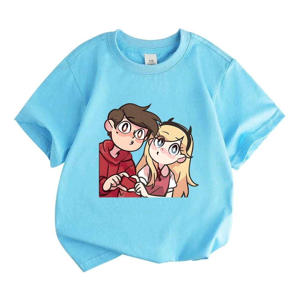 Kids Boys Girls 100% Cotton Short Sleeve O-Neck T-Shirt, Cute Cartoon Star Vs The Forces of Evil Couple Print Casual Soft Comfortable Tee for Daily We