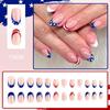 Unghia Finta Quadrata French Tip Unghia a Pressione Copertura Totale Unghia Finta Giorno dell'Indipendenza Unghia da Incollare Unghia Finta Patriottica