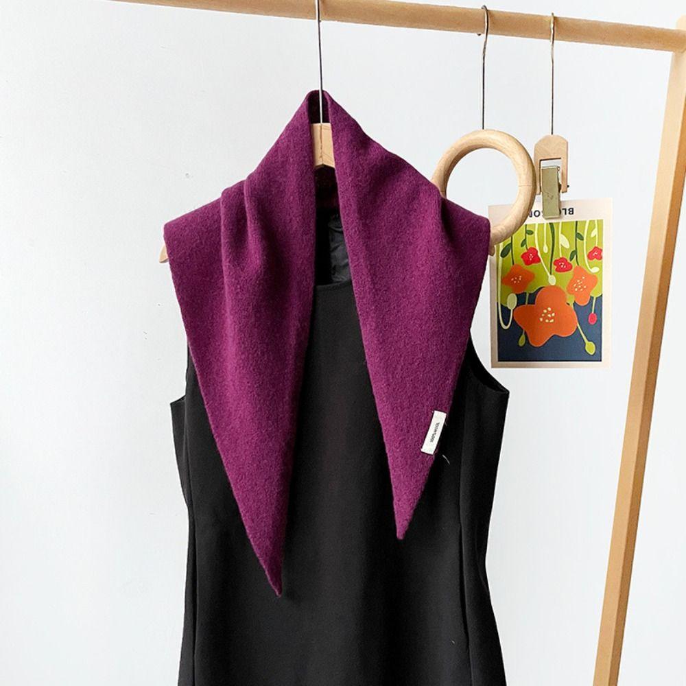 Triangular Wool Headscarf Solid Color Knitted Scarf Elegant Bandana Waist Scarf