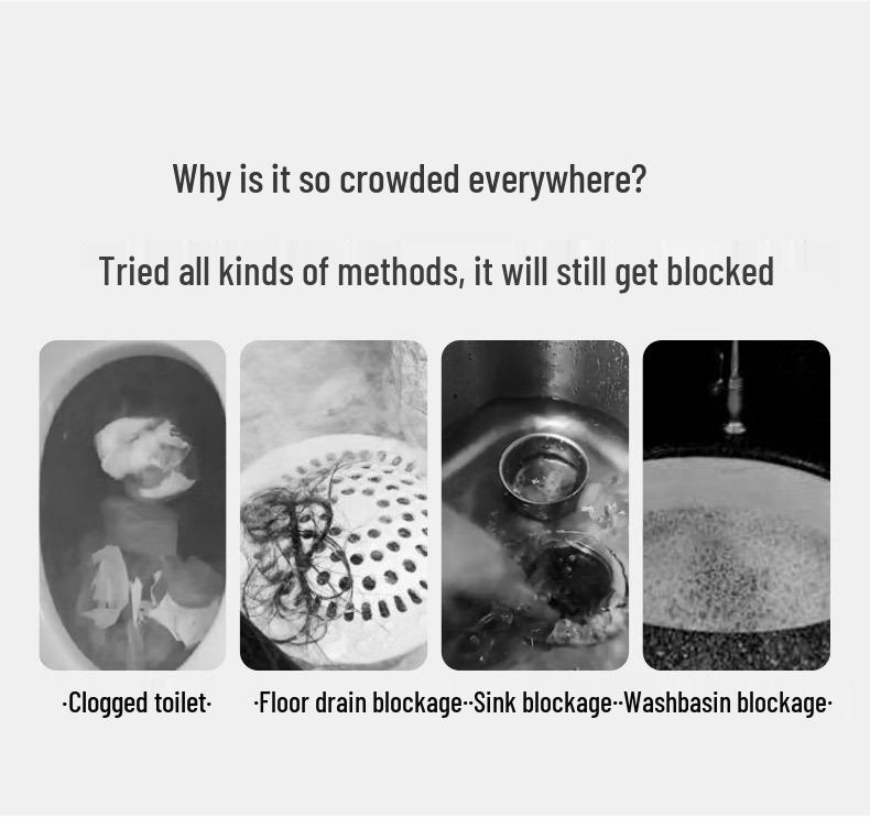 One-Shot Drain Unblocker for Toilets, Sewers, and Kitchen Floors