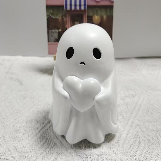 Halloweenská figurka ducha Mini roztomilý duch Netopýr Srdce Socha Pryskyřice Stolní ozdoby pro Domov Kancelář Stolní dekorace