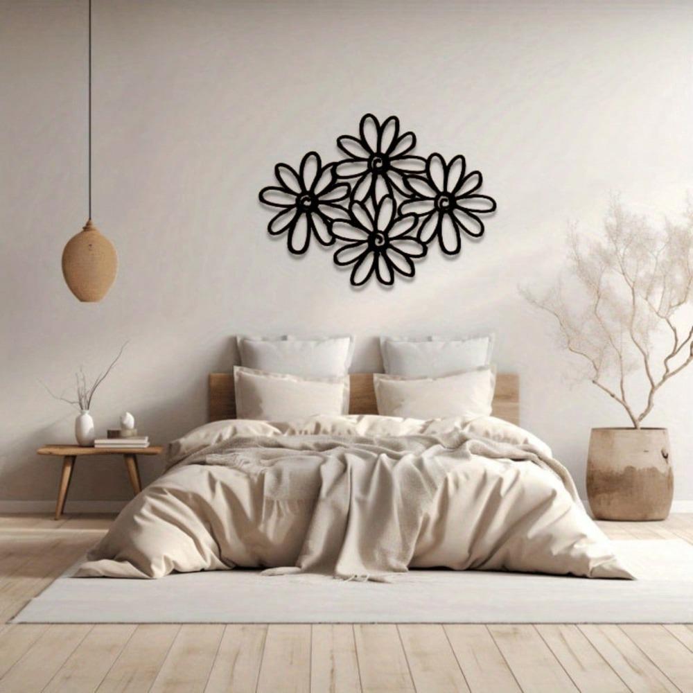 Daisy Metal Wall Art for Garden Terrace Home Floral Decor Modern Rustic Housewarming Gift