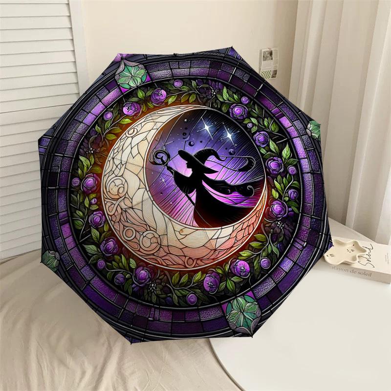 

1PC Moon, WitchAutomatic Open/Close Umbrella with Windproof, 8-Rib Sturdy Canopy, Durable Ribs, Fashionable Design1207A