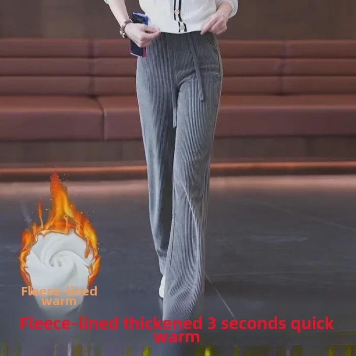 

Женские широкие брюки из плюшевого вельвета с высокой талией — тренд осени/зимы 3XL темно-серого