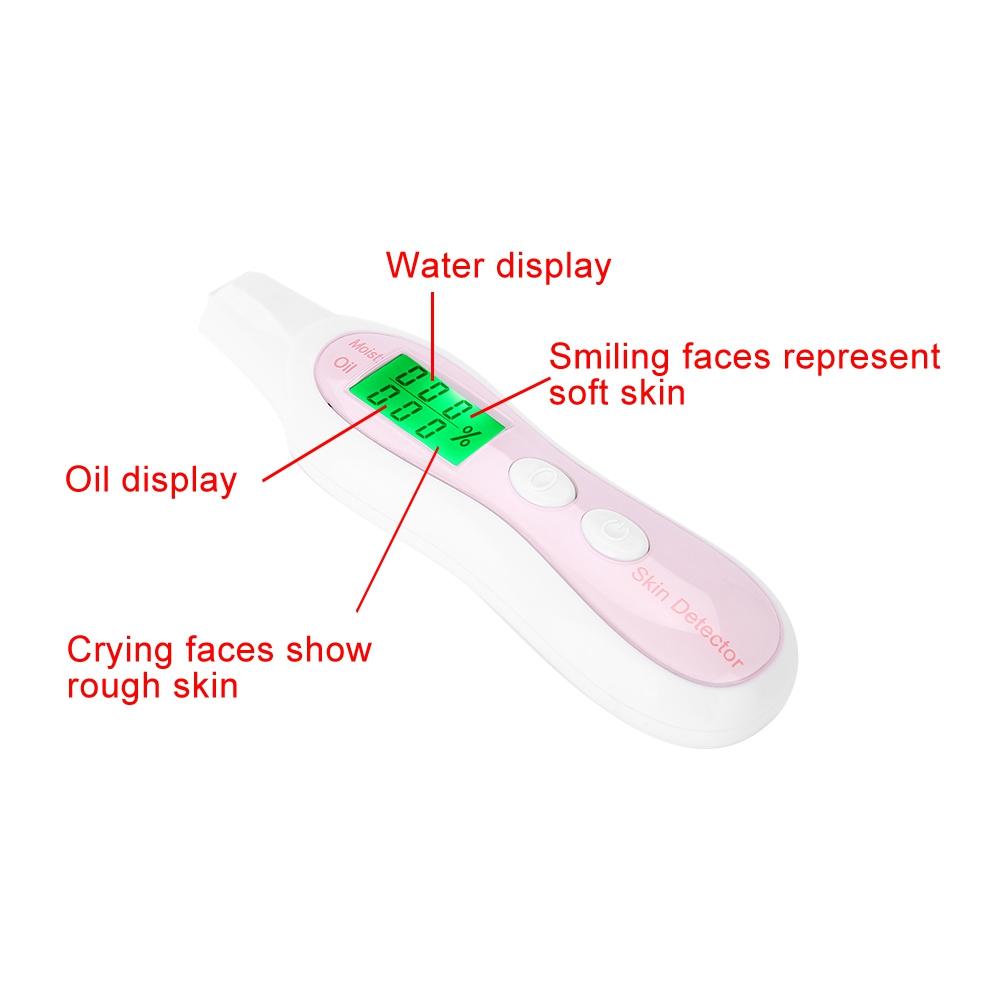 Digital LCD Display   Skin Sensor Tester Facial Moisture Water Oil Analyzer White