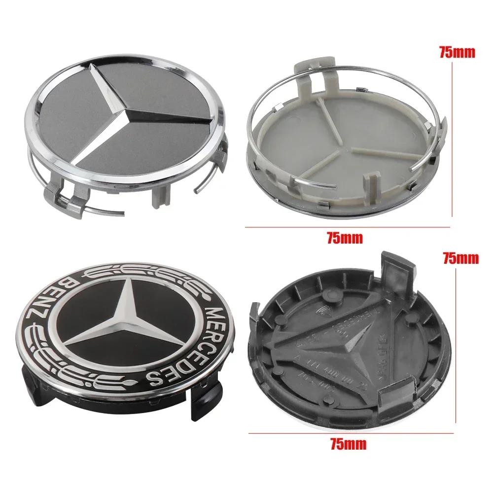 XHWHJ1 2025 Hot For Mercedes Benz 4pcs 75MM Car Wheel Center Cover Stickers Hub Caps Accessorie For MERCEDES BENZ AMG W108 W124 W126 W1